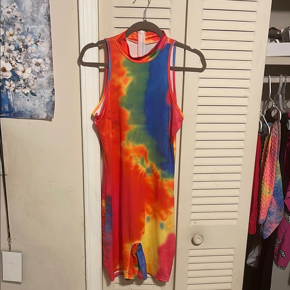 Vibrant Tie-Dye Sleeveless Romper